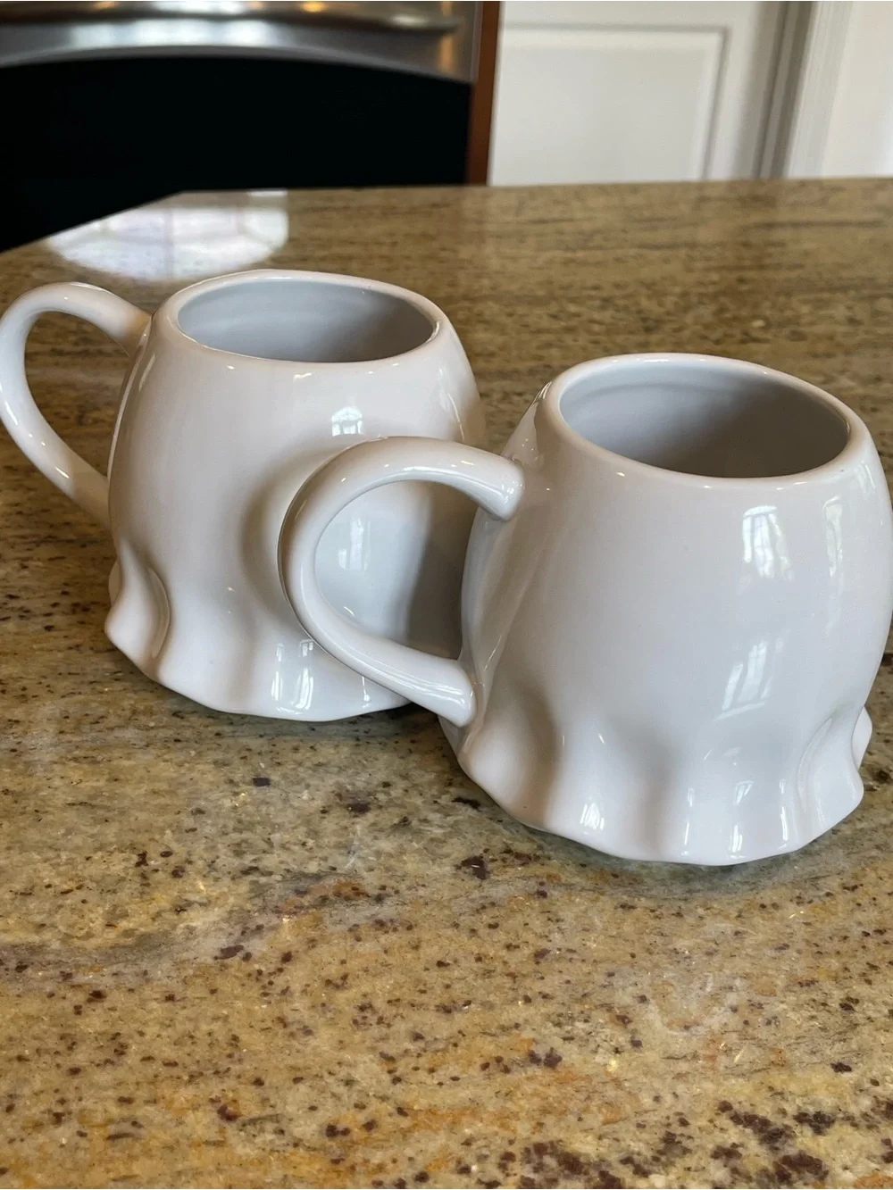 Williams Sonoma White Ghost Figural Mug Set of 2 Halloween Stoneware NEW